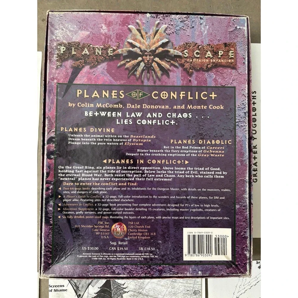 PLANES OF CONFLICT BOX SET Planescape Dungeons & Dragons AD&D TSR 1995 VERY RARE